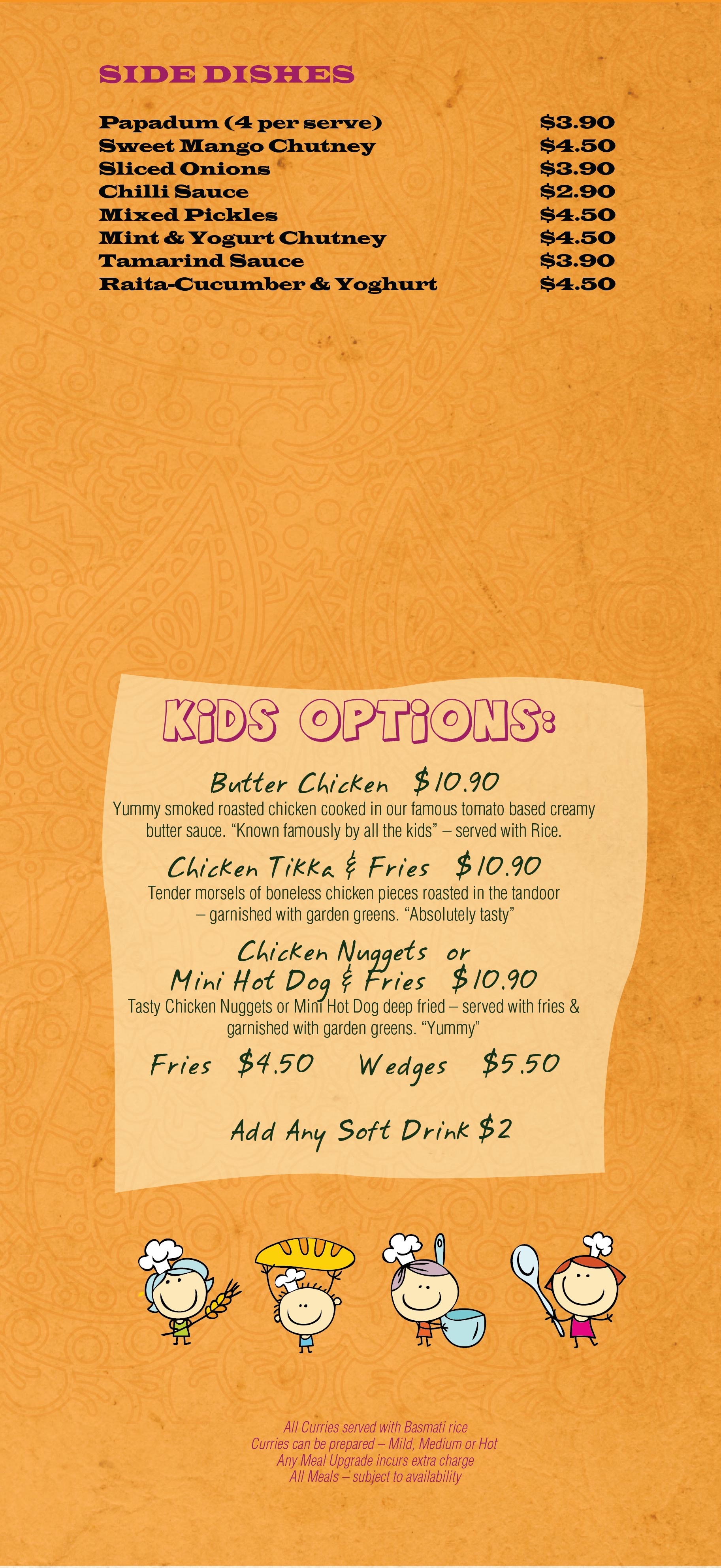 Dine In Menu Sages Indian Restaurant Auckland